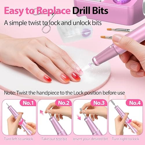PYVOLA 45000RPM Professional Corded Nail Drill E-File Kit for Salon Home | LED Display; Low Noise; Ideal for Shaping, Removing & Polishing Acrylic & Gel; For Manicure Pedicure Nail Prep thumbnail 4