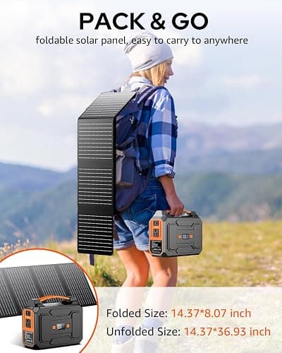 Solar Powered Generator 200W Peak/100W Rated, Portable Solar Generator Power Station with Solar Panels 40W Included, 146Wh Solar Power Bank with AC Outlet 110V for Home Use Camping Outdoor Adventure thumbnail 6