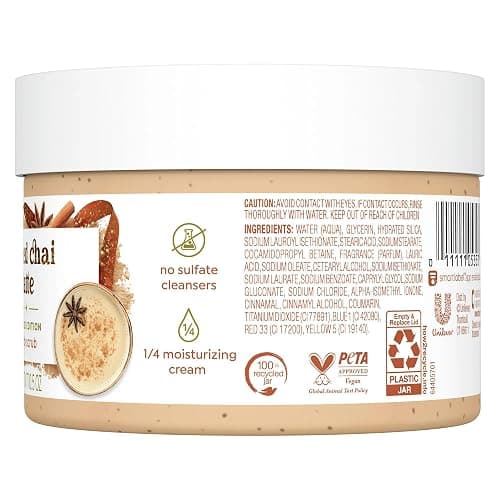 Dove Exfoliating Body Scrub – Spiced Chai Latte, Deeply Nourishing Exfoliant with ¼ Moisturizing Cream, 10.5 oz thumbnail 2