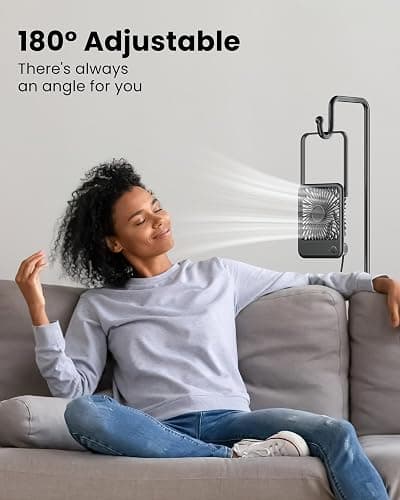 Koonie USB Desk Fan, Strong Wind Ultra Quiet Small Personal Fan with 180° Tilt Folding and 3 Speeds Adjustable, USB-C Corded Powered Mini USB Fan for Office Desktop Bedroom, NO BATTERY thumbnail 4