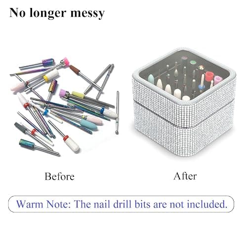 Cellentool Nail Drill Bits Holder Rhinestone Case Box- 25 Holes Dustproof Portable Storage Box Efile Nail Bits Displayer Organizer Container for Manicure Tools thumbnail 3