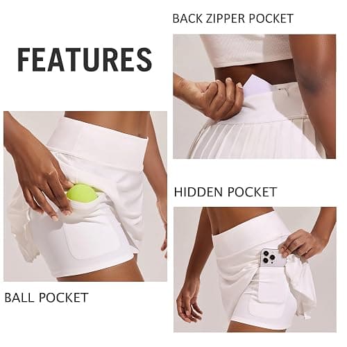 PINSPARK Womens Pleated Tennis Skirt High Waisted Golf Skirts with 3 Pockets Lightweight Athletic Skort Workout Pickleball thumbnail 5