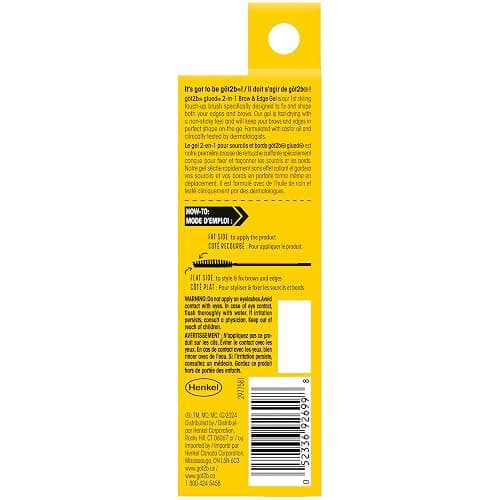 got2b Glued Brow Gel & Edge Control, Strong Hold, Clear, 0.54 Fl Oz | Tames brows and flyaways, Sweat-resistant with castor oil, Quick-dry formula, Vegan formula, Dual-sided brush thumbnail 2