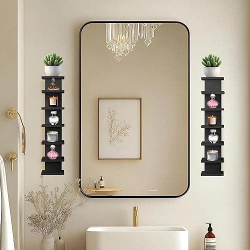 Hlimior 2 Pack 7 Tier Wall Shelf Unit - Lack Floating Shelf, Compact Display Floating Shelf, Vertical Column Wall Decor Mount Floating Storage Organizer Tall Tower Shelf for Bedroom, Living Room thumbnail 2