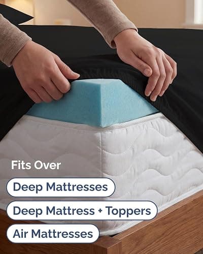 Extra Deep Twin XL Sheet Set - 4 Piece College Dorm Bed Sheets Set with Extra Deep Pockets - Ultra-Soft, Comfy & Breathable Bedding for Women, Men, Kids & Teens - Wrinkle Free & Fade Resistant - Black thumbnail 6