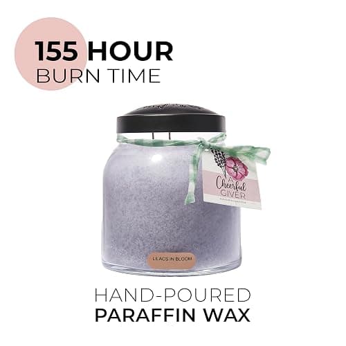 A Cheerful Giver — Lilacs In Bloom - 34oz Papa Scented Candle Jar with Lid - Keepers of the Light - 155 Hours of Burn Time, Gift Candle, Violet thumbnail 4