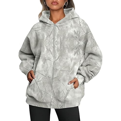 Women's Camo Hoodie Maple Leaf Print Oversized Hooded Sweatshirt Fleece Casual Long Sleeve Pullover Sweatshirts with Pockets thumbnail 2