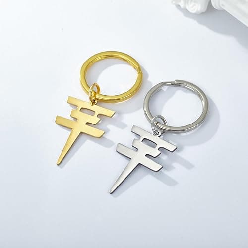 ZENRUIMING Tokyo Hotel-Schlüsselanhänger, Edelstahl, Motiv: Tokio Hotel, Rockband-Musik, Metallfigur, Tokio Hotel, Gold, Stahl, 6,2 x 2 cm, 2 Stück, Gold und Stahl, 6.2*2cm/2.44*0.78in thumbnail 7