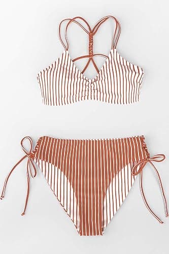 CUPSHE Women's 2 Piece Bikini Set Back Braided Straps with Reversible Bottom thumbnail 5