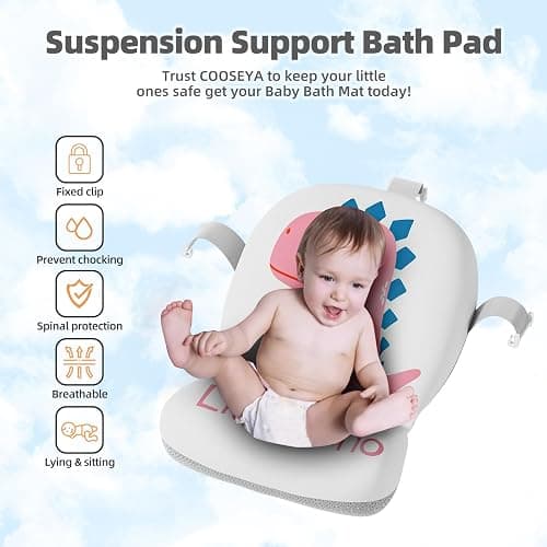 Collapsible Baby Bathtub for Newborn, Foldable Baby Bath Tub with Thermometer & Soft Floating Cushion & Drain Hole, Portable Travel Infant Bath Tubs for Newborns to Toddler 0-36 Months Girl, Pink thumbnail 7