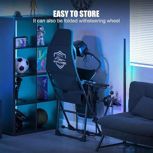 GTPLAYER Sim Racing Cockpit Foldable & Adjustable for High Performance Sim Racing Compact & Flexible Supports All Steering Wheels & Pedals for PC Wheel and Pedals Not Included(Black) thumbnail 7