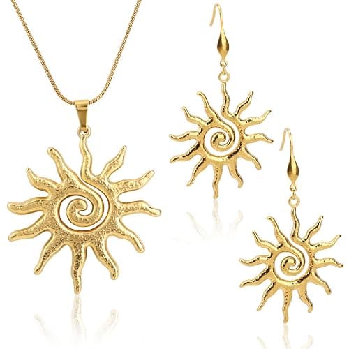 Mikovivi Magische Sonne Sonnenkette Gold für Frauen, Zierlich Sonnenblumen Anhänger Solar Anhänger Halskette Elegant Statement Schmuck Geschenk - Image 1