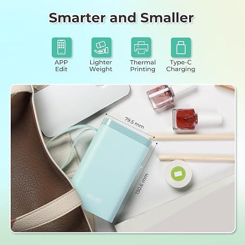 Nelko Label Maker Machine with Tape, P21 Bluetooth Label Printer, Wireless Mini Label Makers with Multiple Templates for School Office Home, Cyan thumbnail 4