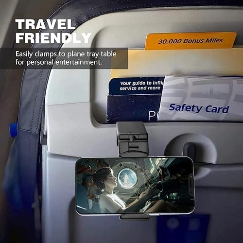 Perilogics Universal in Flight Airplane Phone Holder Mount. Hands Free Viewing with Multi-Directional Dual 360 Degree Rotation. Pocket Size Must Have Airplane Travel Essential Accessory for Flying thumbnail 7