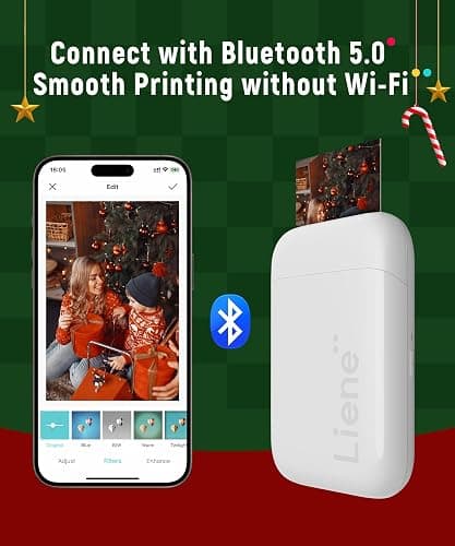 Liene 2x3” Photo Printer, Mini Photo Printer w/ 5 Zink Adhesive Photo Paper, Bluetooth 5.0, Compatible w/iOS & Android, Portable Color Mono Instant Photo Printer for iPhone, Smartphone, Pearl White thumbnail 6