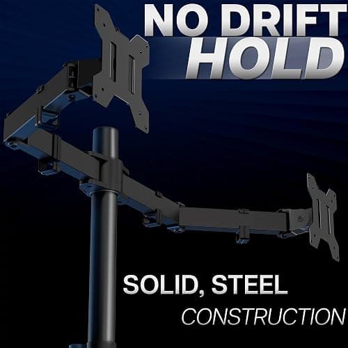 VIVO Dual Monitor Desk Mount, Holds 2 Computer Screens up to 30 inches and 22lbs Each, Heavy Duty Fully Adjustable Steel Stand with C-Clamp and Grommet, Black, STAND-V002 thumbnail 8