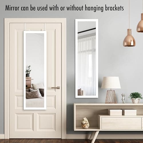 Americanflat 12x48 Over The Door Mirror - Hanging Full Length Mirrors with Engineered Wood - Modern Mirror for Bathroom, Bedroom, Living Room - Mirrors for Wall Display and Home Decor - White thumbnail 3