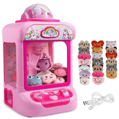 TingingYuli Claw Machine for Kids,Unicorn Mini Vending Machines Candy Grabber Prize Dispenser Toys for Girls,Electronic Arcade Game with 20 Mini Plush Toys for Christmas Easter Birthday Gifts - Image 1