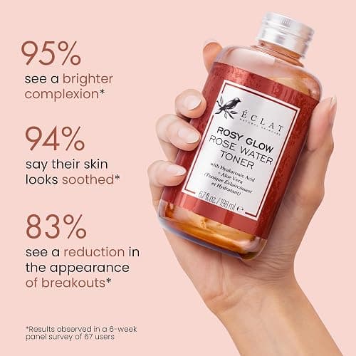 Eclat Skincare Rose Water Toner – Hydrating Toner for Face - Rosewater with Hyaluronic Acid & Aloe Vera - Alcohol Free & Skin Soothing Formula - Rejuvenating & Calming Facial Skin Care thumbnail 5
