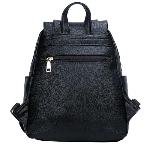 KKXIU Quilted Trendy Leather Backpack Purse for Women and Ladies Shoulder Travel Daypacks Bags (Black) thumbnail 3