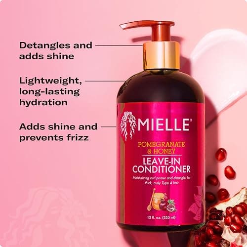 Mielle Organics Pomegranate & Honey Leave In Conditioner for Curly Hair - Moisturizing Detangler & Curly Hair Treatment to Help Repair Damage, Prevent Frizz & Improve Shine (12 Fl Oz) thumbnail 4