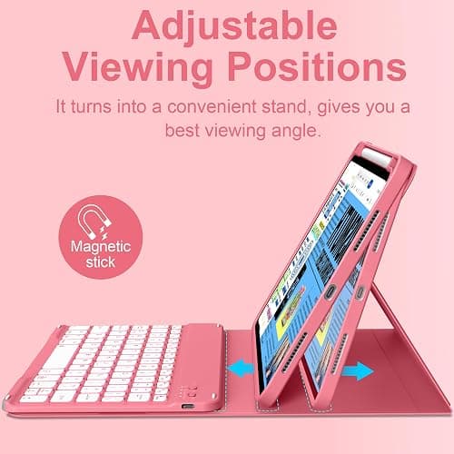 BQDIYOO Case for iPad 11th/10th Generation with Keyboard, 11-inch A16 & 10.9 inch 7 Colors Backlit Wireless Bluetooth Keyboard Case with Pencil Holder, Cover for iPad 11/10 Gen 2025/2022, Red thumbnail 5
