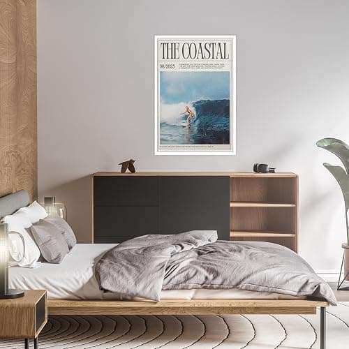 Trendy Summer Coastal Cow Girl Surf Wall Art Surfer Girl Canvas Posters Beach Preppy Aesthetic Magazine Cover Prints Painting For Living Room Bedroom Wall Decor 12x16in Unframed thumbnail 7