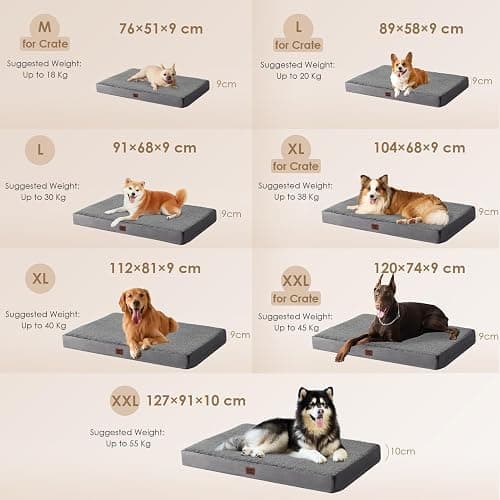 EHEYCIGA Orthopedic Dog Bed Large with Washable Cover, 91x69x9cm, Grey | Soft Fabric, Durable Oxford Fabric Lining, Supportive Foam Egg Trays, Non-slip Bottom, Removable Cover, For Crate Mat thumbnail 2