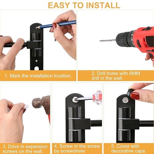 PAHTTO Motorcycle Helmet Rack 2 PCS, Helmet Holder Wall Mount 180 Degree Rotation Helmet Hanger with Double Hook for Coats, Caps, Hats, Motorcycle Accessories thumbnail 9