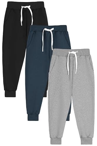Resinta 3 Pack Toddler Boy Sweatpants Cotton Boys Athletic Joggers Pants Kids Sweats Pants with Pocket Workout Clothes - Image 1