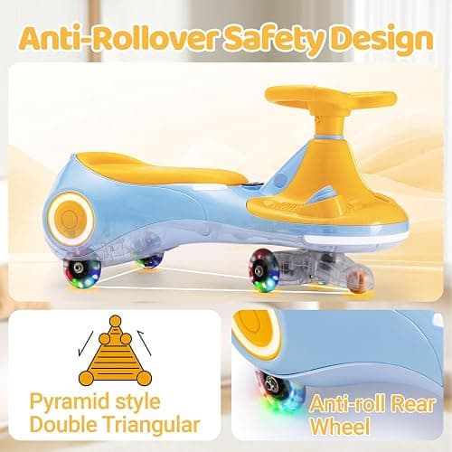 Stopsad 12V Kids Electric Wiggle Car Ages 3+, 3-in-1 Ride On Toy with Pedal | Flashing Wheels & Easy Assembly Swing Vehicle, Rechargeable Power Battery, Up to 160 Lbs, Safe Daily Play Toy for Toddlers thumbnail 9