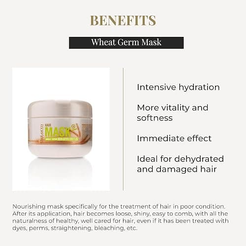 SALERM - Nourishing Hair Mask - 6.74 Oz - with Wheat Germ - for Dry and Damaged Hair - Deep Hair Hydration - Shine and Brightness - Hair Strengthening thumbnail 3