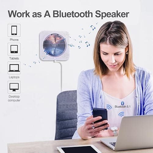 MICOCIOUS Portable CD Player with Bluetooth Desktop CD Player for Home CD Music Players with Remote Control,Timer,Built-in Dual Speakers with LED Display Home Audio Boombox FM Radio (Purple) thumbnail 5