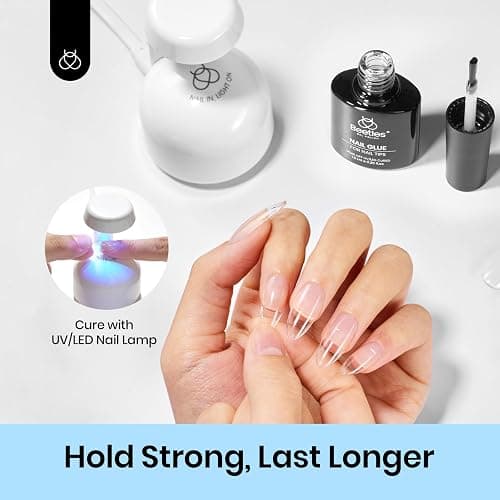 beetles Gel Polish 9 in 1 Gel Nail Glue for Clear Acrylic Nails Tips, Long Lasting Super Strong Brush Nail Glue for Fake Nails, Base Blooming Nail Gel, New Safe Formula, U V Light Cure thumbnail 3