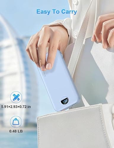 Ffnpua Portable Charger with Wall Plug, 12000mAh USB C Power Bank Fast Charging, External Battery Pack with Built in Cables, Digital Display, 5 Output 4 Input for iPhone Android Cell Phone Tablet thumbnail 8