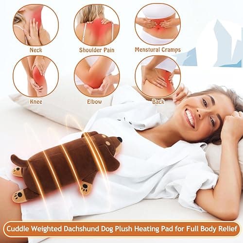 Weighted Dachshund Dog Microwavable Heating Pad-1.8lb Heating Pads for Cramps &Period Pain Relief for Women, Cuddly Heatable & Coolable Weighed Weiner Dog Stuffed Animals Heating Pads for Women Kids thumbnail 2