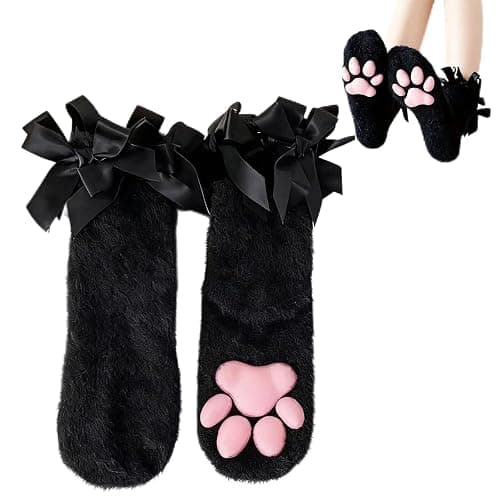 HOMEGYMFREE Cat Paw Socks, Thigh High Soft 3D Paw Pad Toe Beans Stockings for Women Cat Cosplay - Image 1