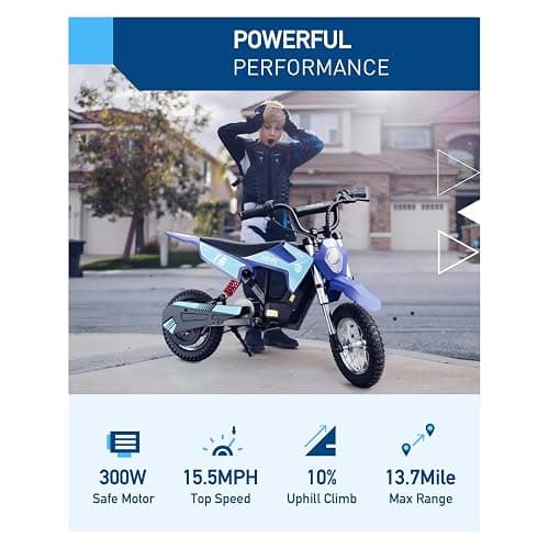 Hiboy DK1 36V Electric Dirt Bike,300W Electric Motorcycle - Up to 15.5MPH & 13.7 Miles Long-Range,3-Speed Modes Motorcycle for Kids Ages 3-10 thumbnail 2
