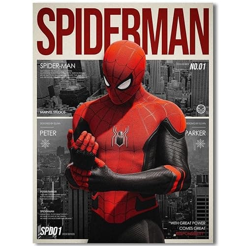 COMOR MOVIE Spiderman Poster For Fans Kids Birthday Party Decorations Gitfs-Spider-Man Wall Art-Spiderman Wall Decor-Canvas Prints Picture For Teen Boy Girls Bedroom Decor - Image 1