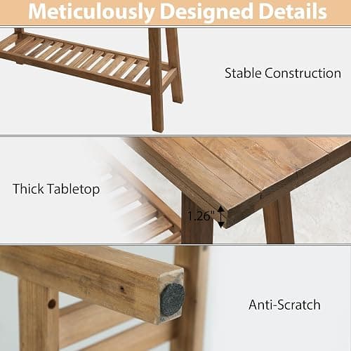 HOKYHOKY Reclaimed Solid Wood Console Table, 59" Long Farmhouse Entryway Tables, Rectangular Couch Table Behind Sofa, 2 Tiers Accent Tables for Hallway, Entrance, Foyer, Living Room thumbnail 7