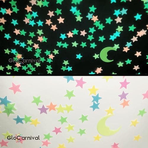 Glow in The Dark Stars Stickers for Ceiling, Adhesive 200pcs 3D Glowing Stars and Moon for Kids Bedroom,Luminous Stickers Create a Realistic Starry Sky,Room Decor,Wall Stickers thumbnail 6