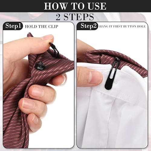 Janmercy 6 Pcs Clip on Tie for Men Clip on Necktie Striped Solid Plaid Dots Mixed Lot Tie for Wedding Office School, 20 Inch thumbnail 3