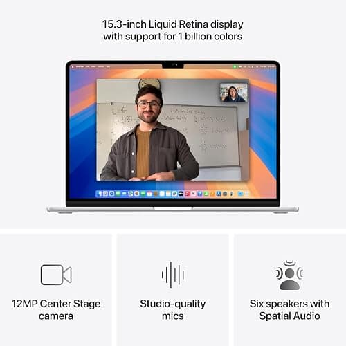 Apple 2025 MacBook Air 15-inch Laptop with M4 chip: Built for Apple Intelligence, 15.3-inch Liquid Retina Display, 24GB Unified Memory, 512GB SSD Storage, Touch ID; Silver with AppleCare+ (3 Years) thumbnail 3