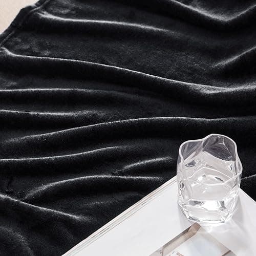 Exclusivo Mezcla Extra Large Fleece Throw Blanket for Couch, Sofa, 300GSM Super Soft and Warm Blankets, Black Throw All Season Use, Cozy, Plush, Lightweight, 50x70 Inches thumbnail 9