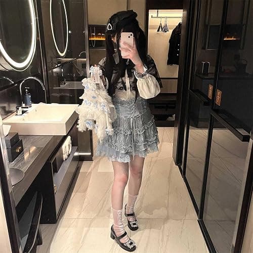 Cuteighteen Lolita Ruffle Short Skirt Women Teens Japanese Y2k Kawaii Elastic High Waisted Lace Up Tiered Flowy Cute Skirts thumbnail 2