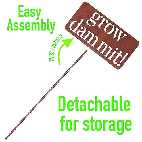 Island Genius Grow Dammit Funny Garden Sign, Unique Outside Gardening Decor Outdoor, Flower Vegetable Garden Accessories, Fun Gardening Gifts for Women Men Mom Gardener Who Love Plants, Alloy Steel thumbnail 4