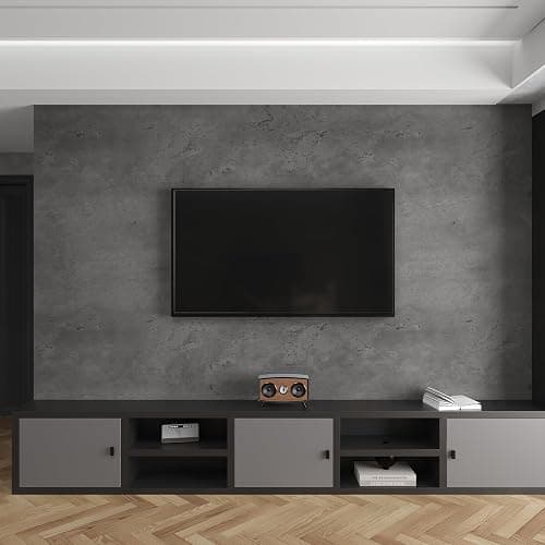 16"×354" Dark Grey Black Concrete Wallpaper Peel and Stick 3D Thick Faux Concrete Cement Contact Paper Vinyl Wrap Stained Matte Textured Waterproof Wall Sticker for Walls Bathroom Garage Living Room thumbnail 8