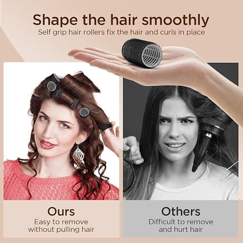 Romon 31 Pièces Bigoudis Cheveux Set, 18 Rouleaux Cheveux Chauffant Heatless Curling avec 3 Tailles 40mm 30mm 20mm avec 12 Pinces à Cheveux et 1 Peigne pour Tous Les Cheveux Courts, Moyens Ou Longs thumbnail 4