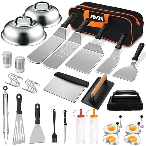 35PCS Griddle Accessories Kit, Flat Top Grill Accessories Set for Blackstone and Camp Chef, Grill Spatula Set with Enlarged Spatulas, Basting Cover, Scraper for Outdoor Barbecue - Image 1