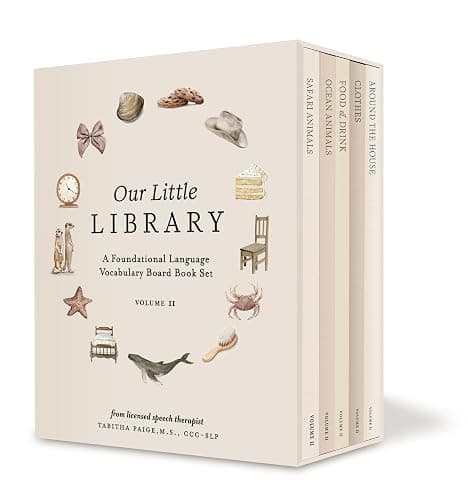 Our Little Library Vol. 2: First 100 Words Board Book Box Set, including Ocean Animals, Safari Animals, Food and Drink, Clothes, and Around the House (Tabitha Paige Children's Book Series) - Image 1